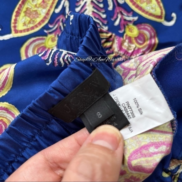 J.Crew Collection marine blue silk paisley/feather pull-on pants shop@iamwarrior - Picture 15 of 16